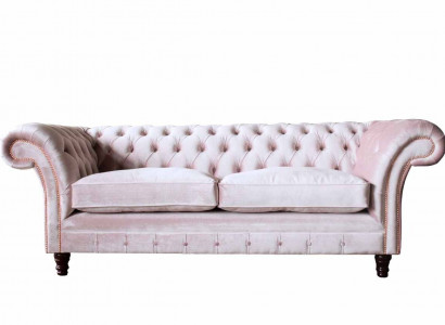 Sofa 3-seater couch furniture design Chesterfield seat textile upholstery new