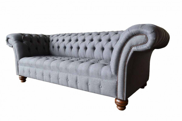 Chesterfield 3-seater couch upholstery seat textile fabric sofas new