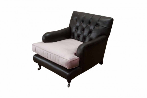 Armchair Design Sofa Relax Lounge Brown Upholstery Luxury Chesterfield New