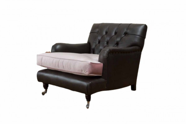 Armchair Design Sofa Relax Lounge Brown Upholstery Luxury Chesterfield New