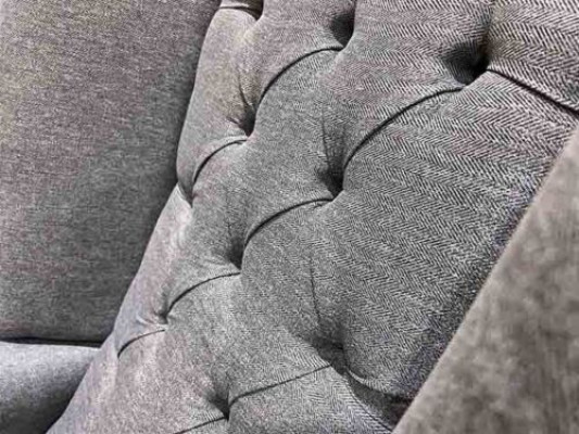 Ear chair Chesterfield armchair couch 1-seater gray fabric textile new