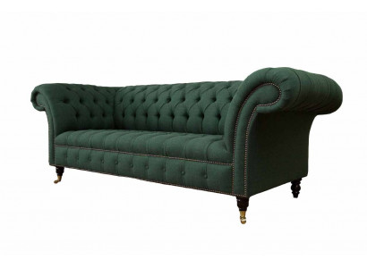 Three-seater couch textile green upholstery furniture Chesterfield sofas couches