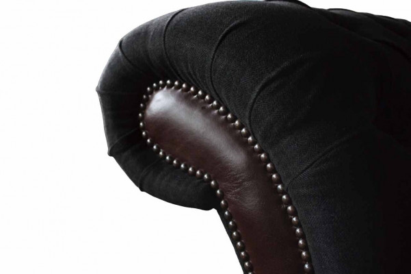 Chesterfield 3-Seater Sofa Couch Leather Upholstery Seat Fabric Black New