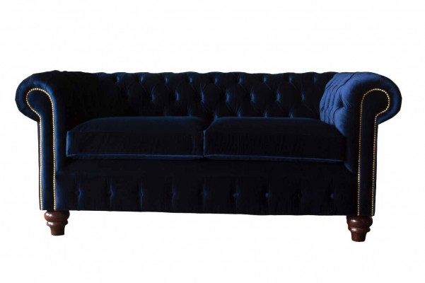 Blue Chesterfield English classic style sofa couch 3-seat upholstery 230cm