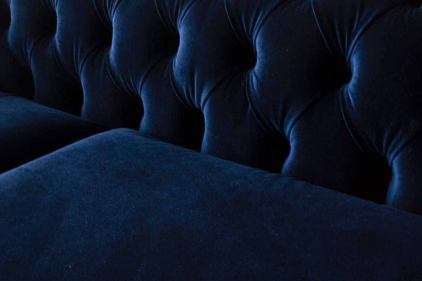 Blue Chesterfield English classic style sofa couch 3-seat upholstery 230cm