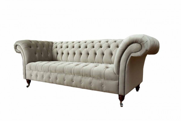 Chesterfield Sofa 3 Seat Upholstered Couches Sofas Couch Three-Seater Gray New