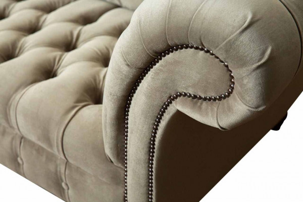 Chesterfield Sofa 3 Seat Upholstered Couches Sofas Couch Three-Seater Gray New
