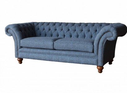 English Chesterfield Sofa Couch Office Furniture Three-Seater Velvet 230cm Sofas
