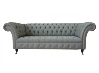 Sofa 3-Seater Couch Fabric Modern Luxury Gray Chesterfield Three-Seater New
