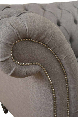 Chesterfield 3-seater upholstered couch sofa couches textile modern style gray