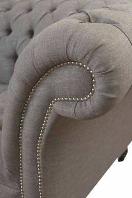 Chesterfield 3-seater upholstered couch sofa couches textile modern style gray