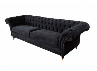 Three-seater couch, black upholstery sofa, 3-seat sofas, room furniture design