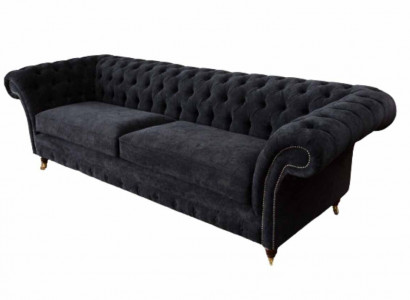 Three-seater couch, black upholstery sofa, 3-seat sofas, room furniture design