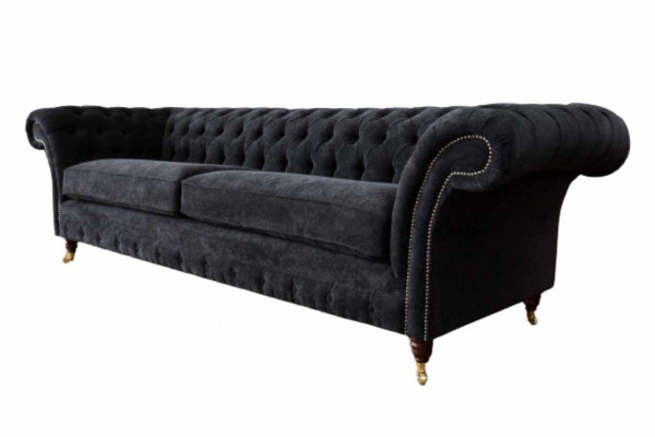 Three-seater couch, black upholstery sofa, 3-seat sofas, room furniture design