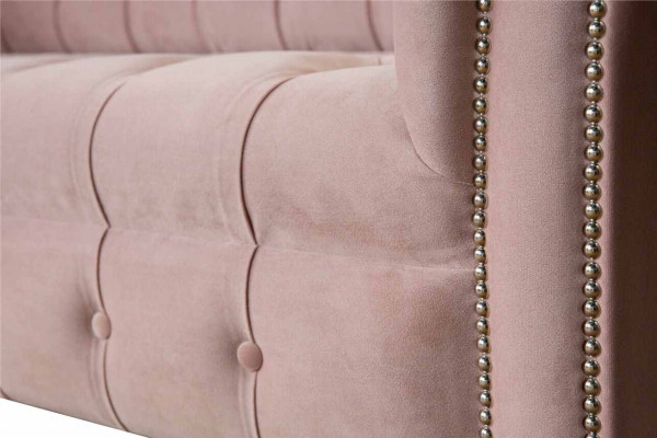 Chesterfield 3-seater pink design couches upholstery sofas fabric textile