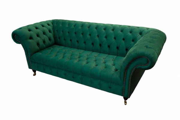 Three-seater sofa 3-seater luxury seat modern sofas green fabric Chesterfield