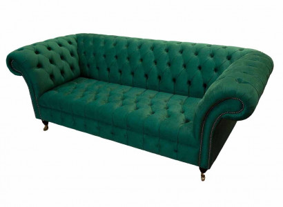 Three-seater sofa 3-seater luxury seat modern sofas green fabric Chesterfield
