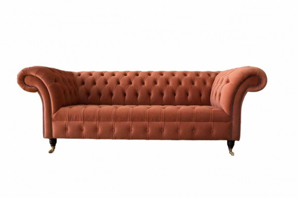 Luxury Chesterfield 3-Seater Couch Upholstery Fabric Sofas Cloth Sofa New