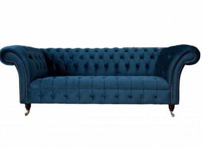 Chesterfield Sofa 3-Seater Upholstered Sofas Luxury Fabric Design