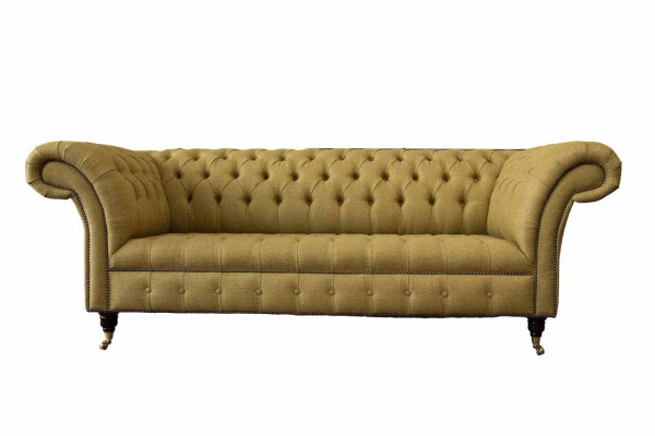 Chesterfield Three-Seater Luxury Sofa 3 Seat Sofas Seating Design Couch Furniture Beige