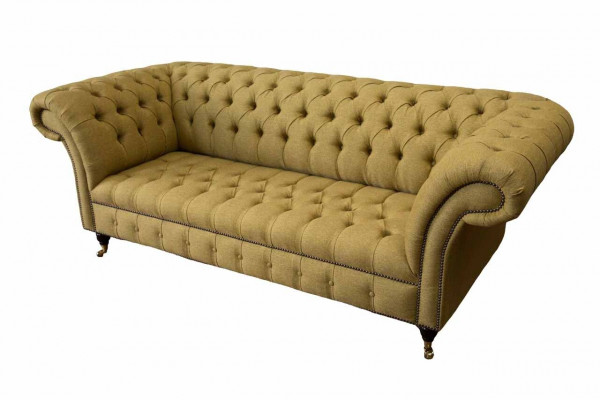 Chesterfield Three-Seater Luxury Sofa 3 Seat Sofas Seating Design Couch Furniture Beige