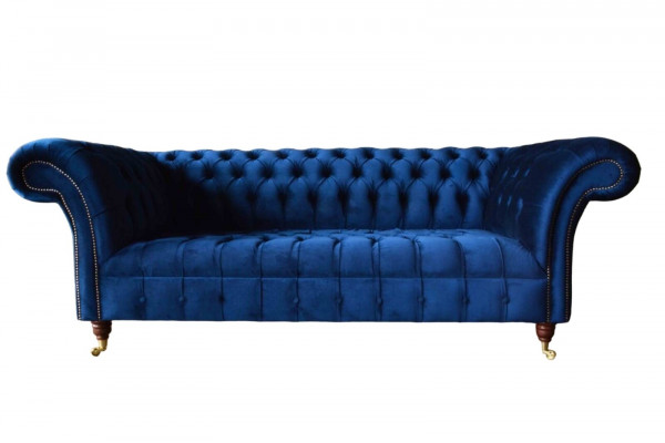 Blue Chesterfield Three-Seater Sofa 3-Seater Sofas Luxury Textile Couches