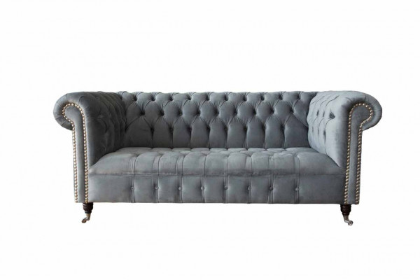 Sofa 3-seater fabric sofas couch upholstery Chesterfield couches grey three-seater