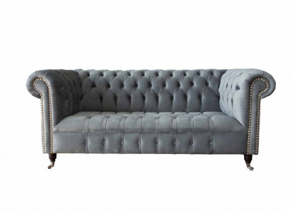 Sofa 3-seater fabric sofas couch upholstery Chesterfield couches grey three-seater