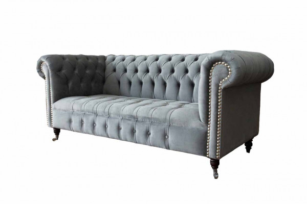 Sofa 3-seater fabric sofas couch upholstery Chesterfield couches grey three-seater