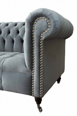 Sofa 3-seater fabric sofas couch upholstery Chesterfield couches grey three-seater