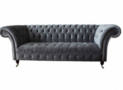 Chesterfield 3-seater design sofa upholstered sofas couches fabric three-seater