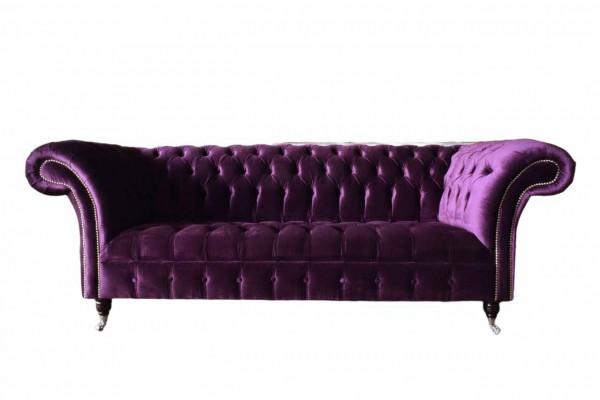 Chesterfield 3-seater design sofa upholstered seat fabric luxury couches new