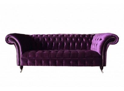 Chesterfield 3-seater design sofa upholstered seat fabric luxury couches new