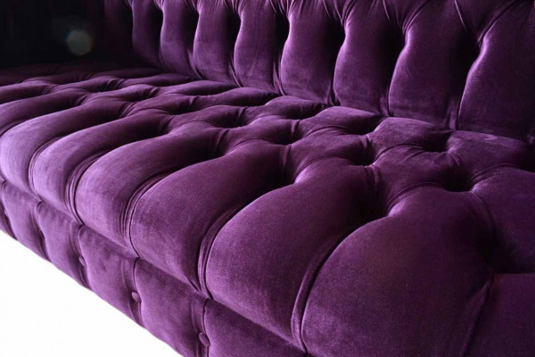 Chesterfield 3-seater design sofa upholstered seat fabric luxury couches new