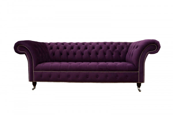 Lila Chesterfield Sofa 3-Seater Chesterfield Designer Couch Textile Fabric