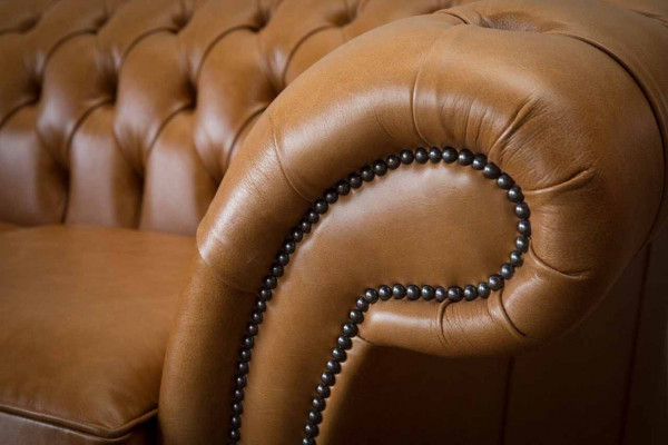Chesterfield two-seater sofa 2 seat sofa upholstery seat leather couch brown