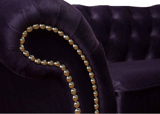 Chesterfield English Classic Style Sofa Couch 3-Seater Upholstery Purple 230cm