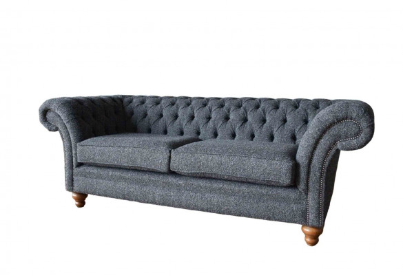 Gray Chesterfield 3-seater Gray Textile Design Couches Upholstered Sofas