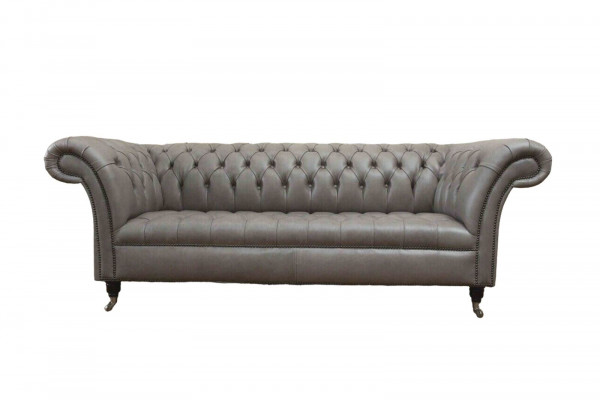 Gray Chesterfield English classic style sofa couch 3 seat cushion 230cm