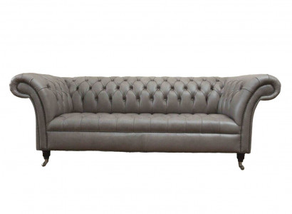 Gray Chesterfield English classic style sofa couch 3 seat cushion 230cm