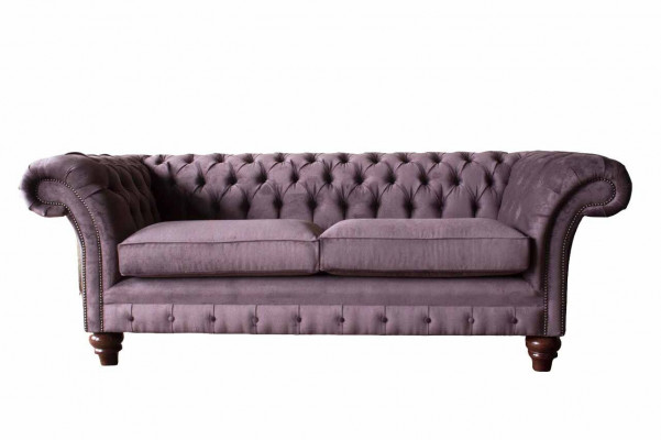 Chesterfield Lilac Sofa 3 Seater Living Room Fabric Couch Upholstered Sofas