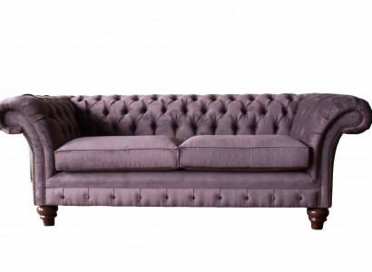 Chesterfield Lilac Sofa 3 Seater Living Room Fabric Couch Upholstered Sofas