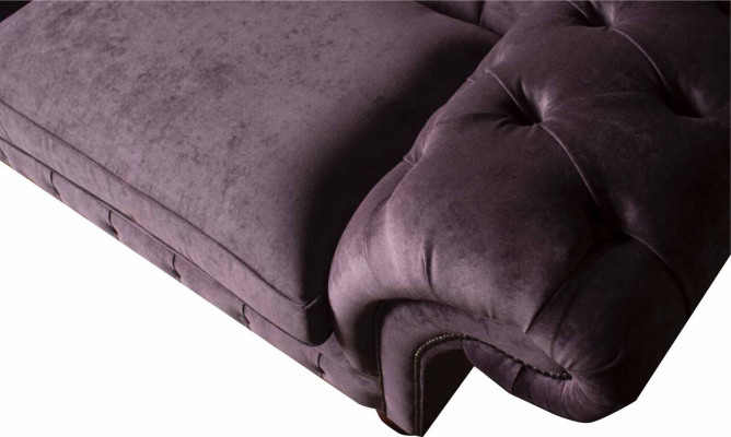 Chesterfield Lilac Sofa 3 Seater Living Room Fabric Couch Upholstered Sofas