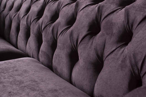 Chesterfield Lilac Sofa 3 Seater Living Room Fabric Couch Upholstered Sofas