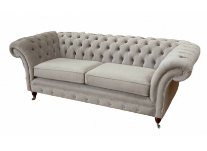 Chesterfield 3-Seat Relax Lounge Sofa Textile Upholstery Couch Fabric Couches