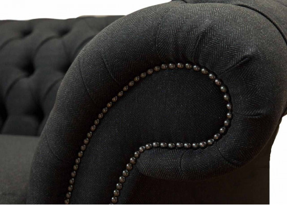 Living room sofa Chesterfield couch three-seater design black furniture new