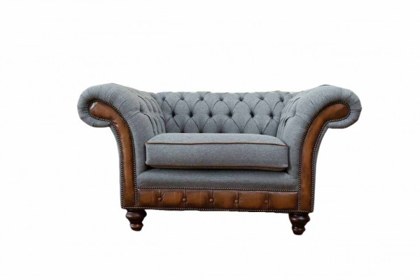 Chair Design Relax Textile Lounge Luxury Gray Upholstery Seat Chesterfield