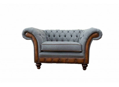 Chair Design Relax Textile Lounge Luxury Gray Upholstery Seat Chesterfield