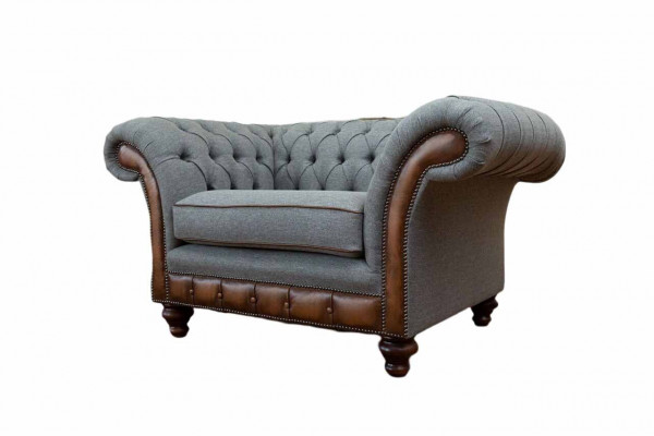 Chair Design Relax Textile Lounge Luxury Gray Upholstery Seat Chesterfield