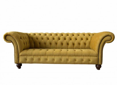 Chesterfield Yellow Sofa Upholstery 3-Seater Couches Seating Sofas Three-Seater